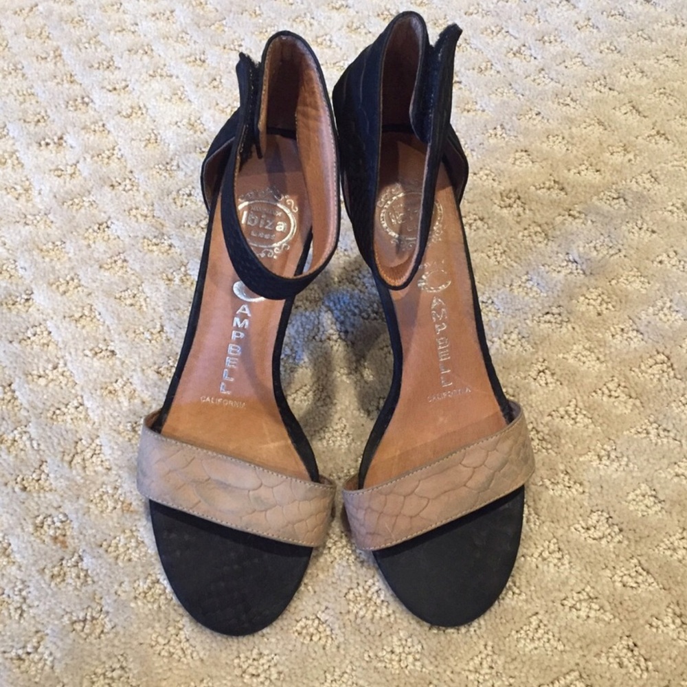 Jeffrey Campbell FOXTROT Nude/Black Strap Heels
